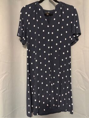 J. Jill Navy Blue Mini Dress with White Daisy Print
